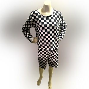 2 piece xl loungewear black and white checkerboard